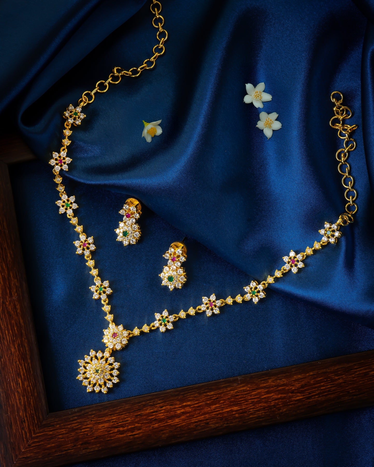 Elegant Floral American Diamond Replica Necklace Set