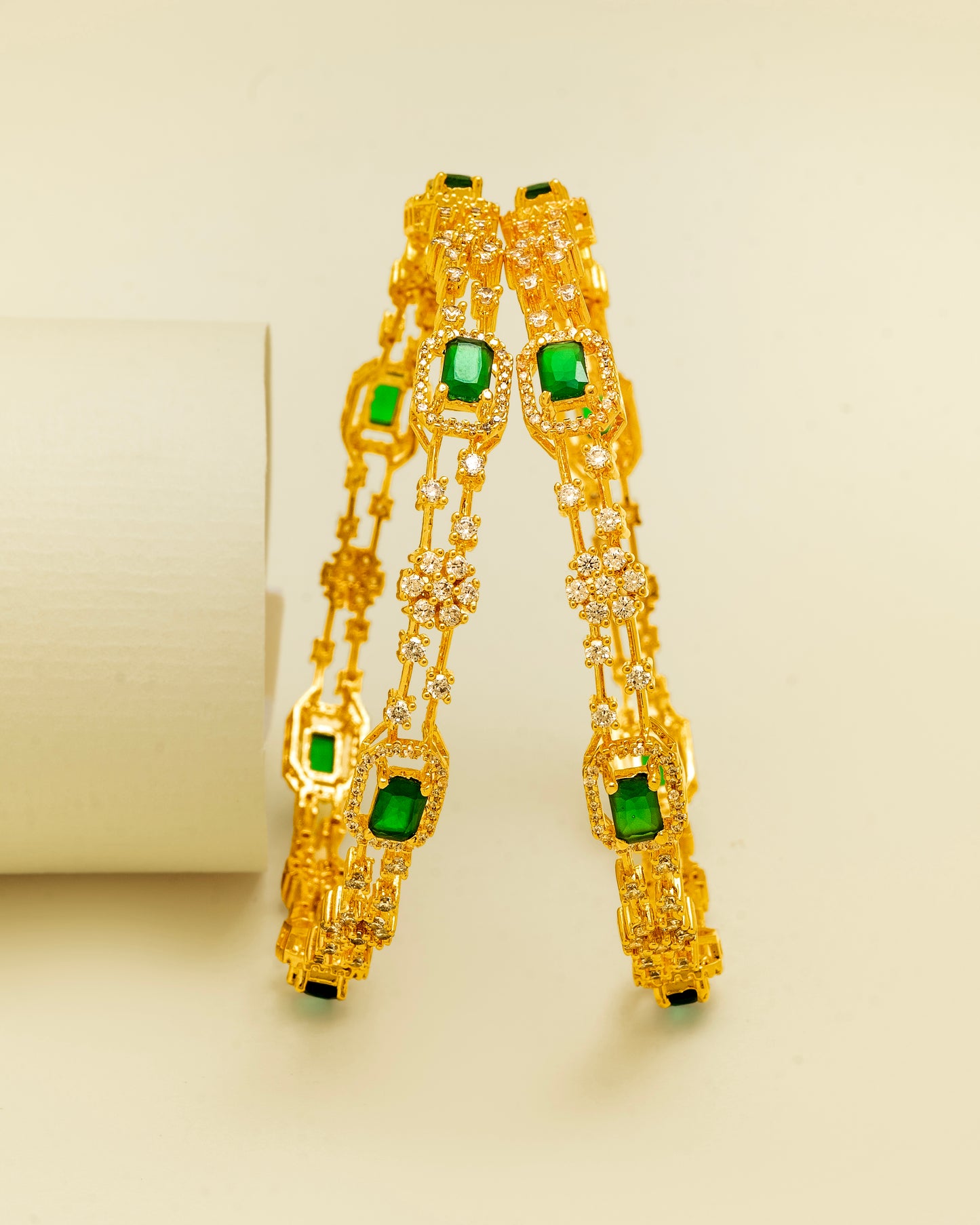 Green CZ Stone Bangles