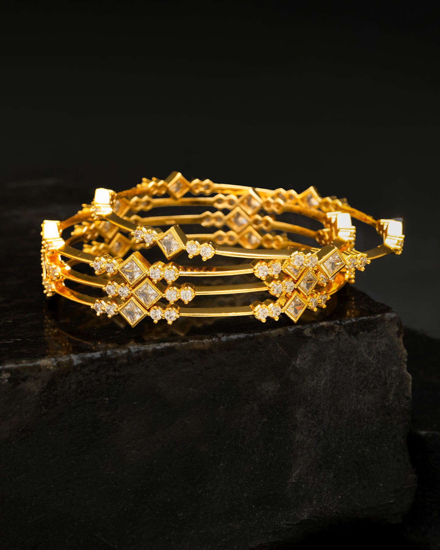 Diamond Style CZ Bangles (4-Bangles)