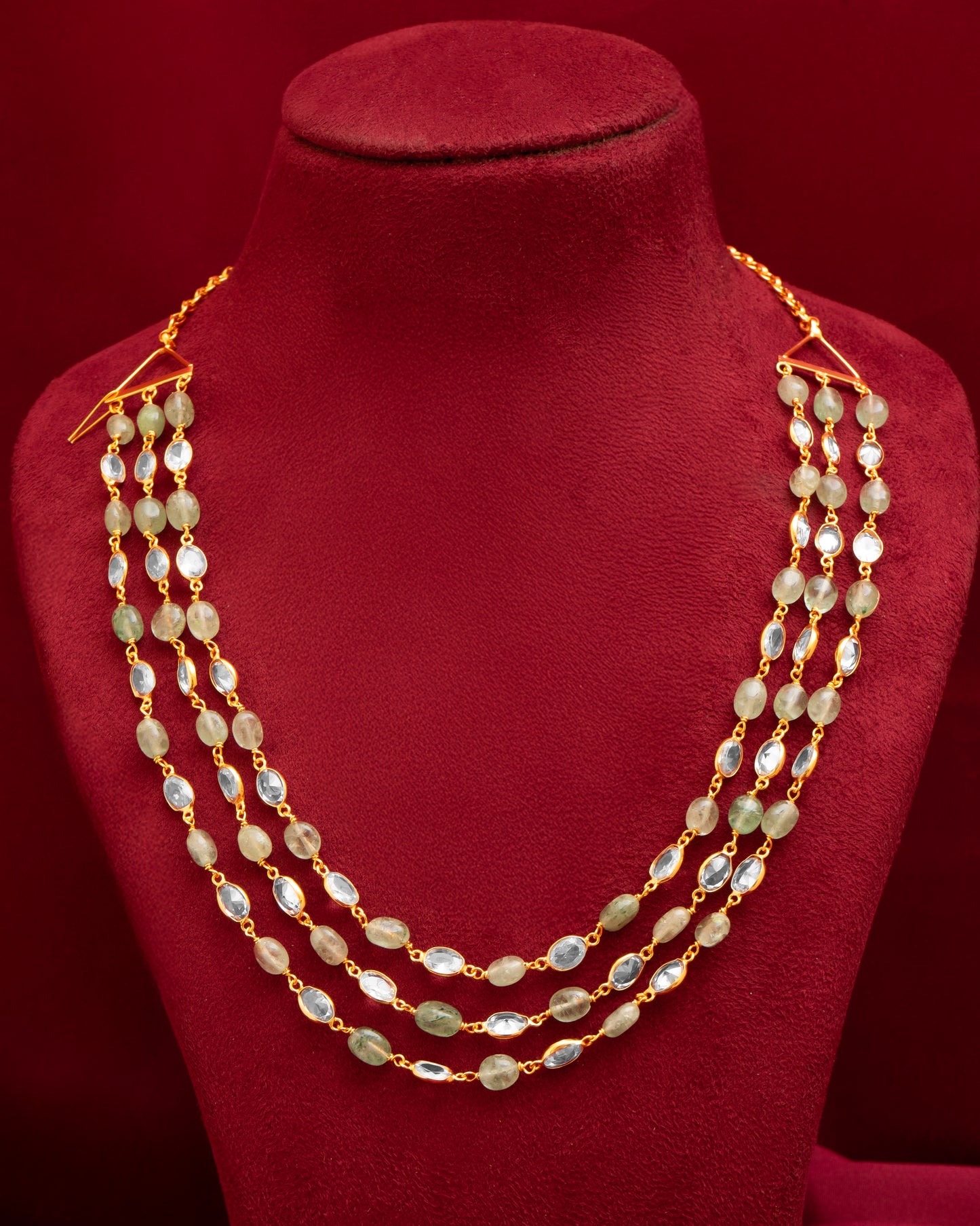 Triple Layered Polki Beads Mala