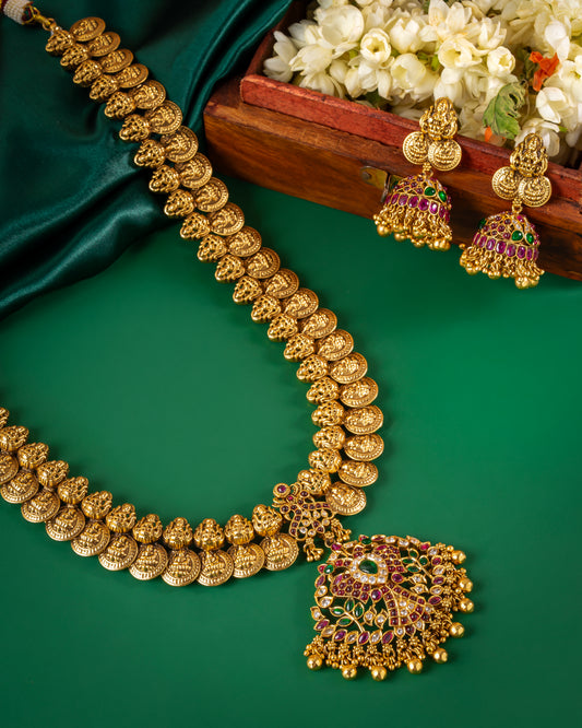 Antique Kasumala Necklace with Ganda Berunda Pendant & Jhumka Earrings