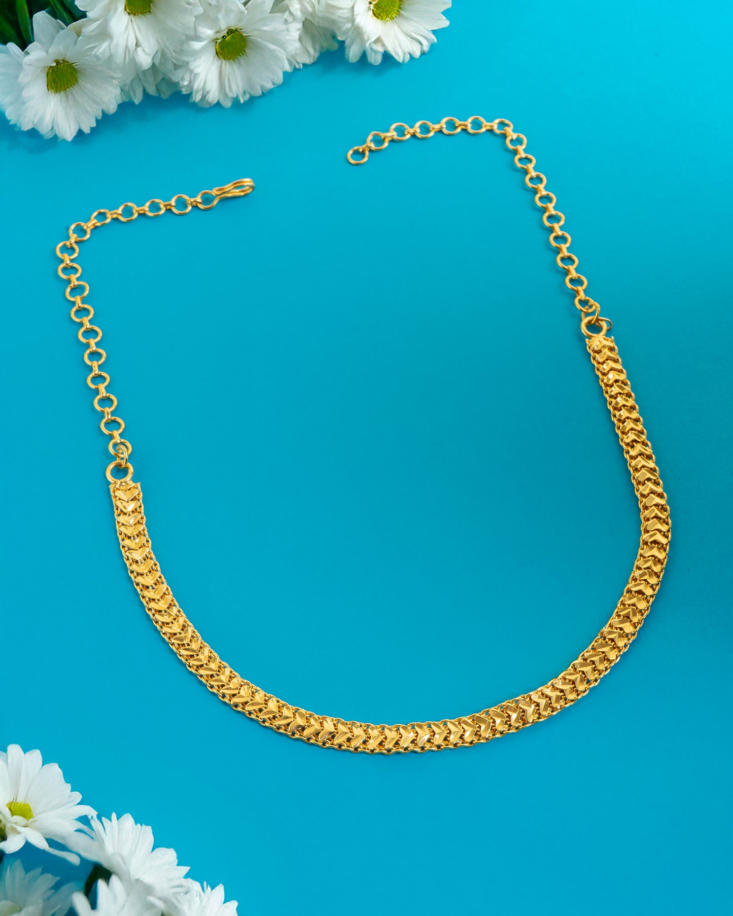 Micro Plated 1 Gram Gold Panchaloha Padakam (Blue) with Chain