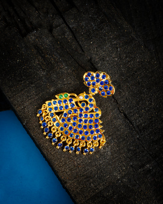 Micro Plated 1 Gram Gold Panchaloha Padakam (Blue) with Chain