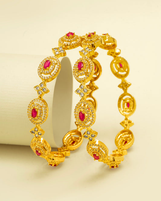 Gold-Tone CZ Stone Bangles