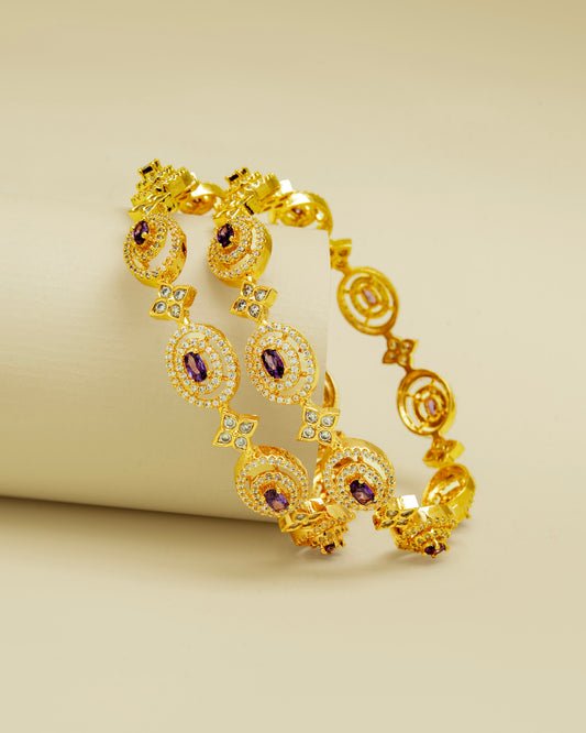 Gold-Tone CZ Stone Bangles