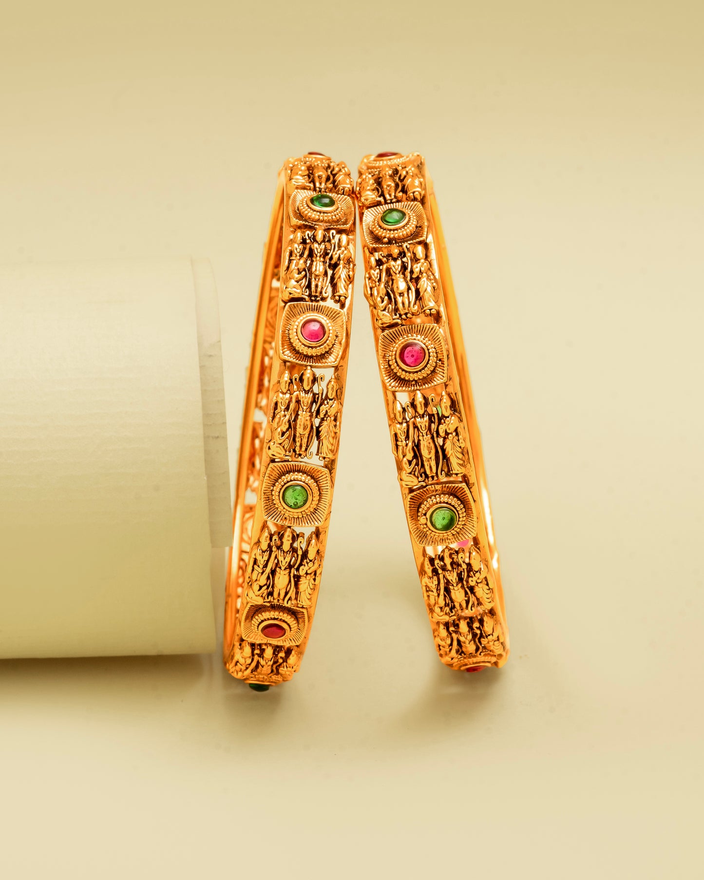 Antique Bangles with Ruby and Emerald Stones