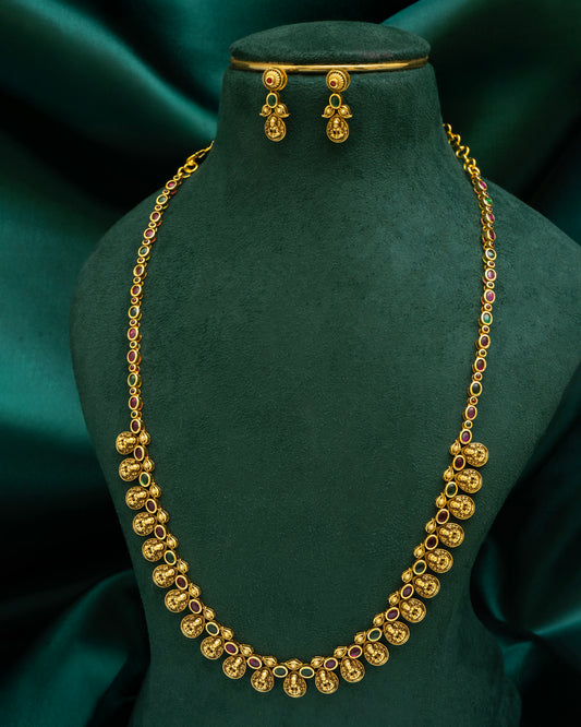 Antique Lakshmi Kasu Mala with Earrings