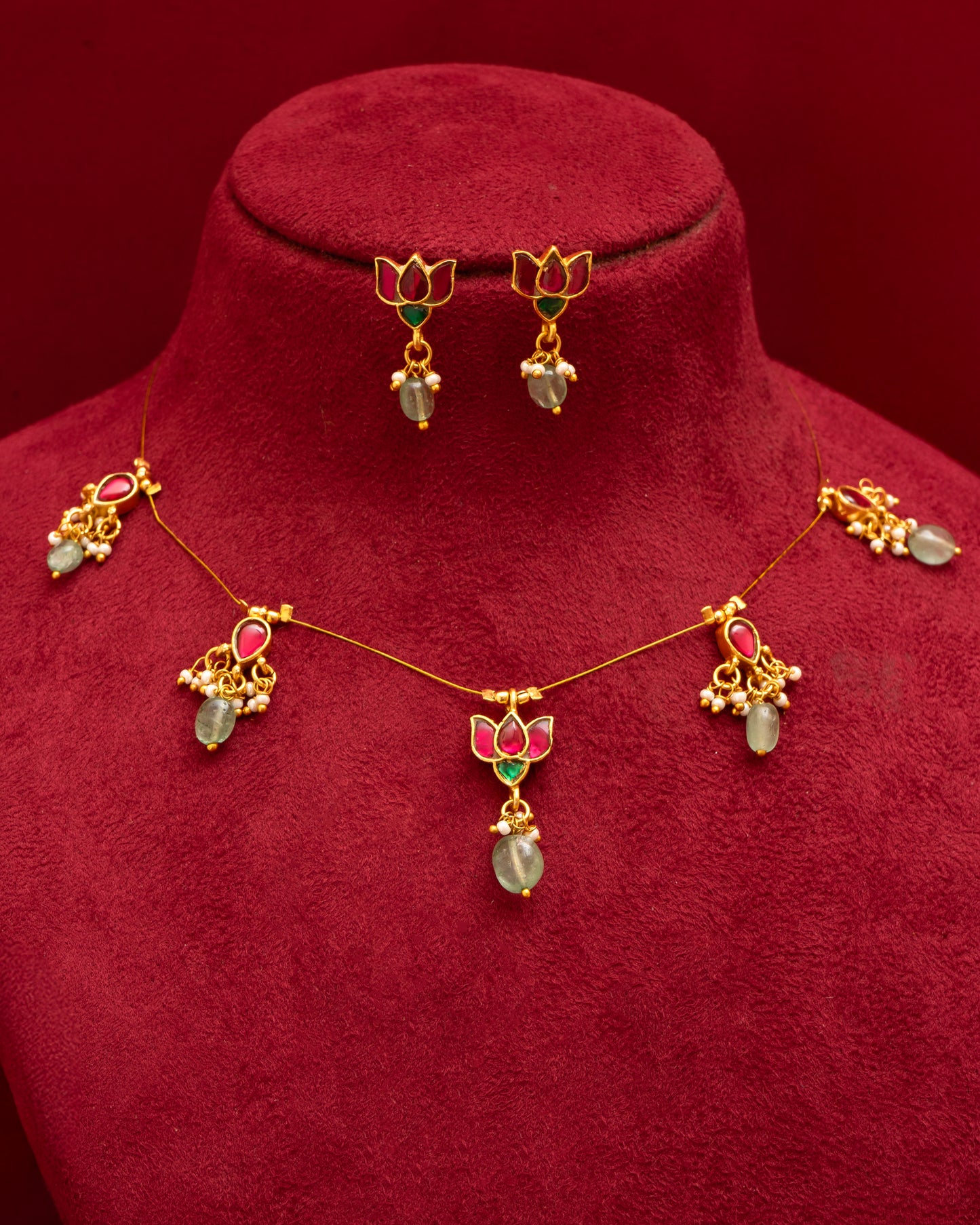 Handmade Jadau Necklace with Earrings