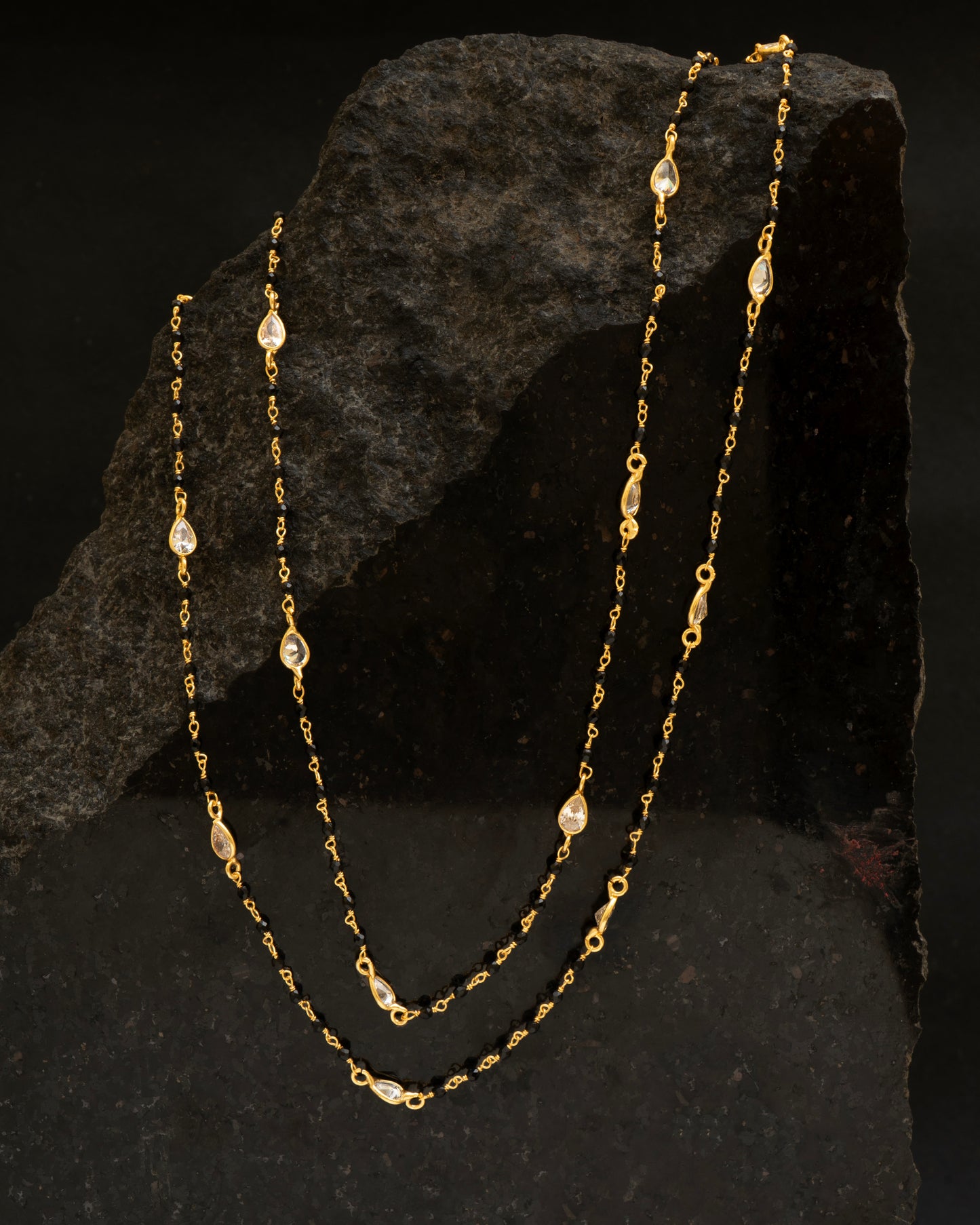 Elegant Double-Layer CZ Drop Mangalsutra