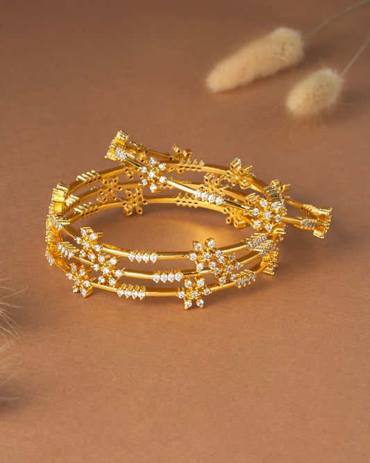 Floral AD Stone Bangles (4-Bangles)